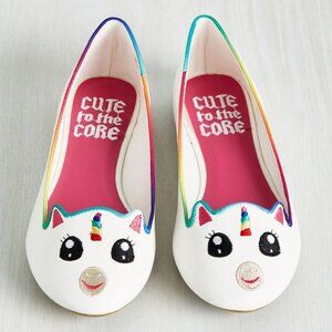 Modcloth Whimsical Unicorn Flats with Rainbow Accents